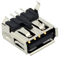 Tensility 54-00003, Connector, USB A jack, SMT mount, 90°