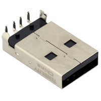 Tensility 54-00009, Connector, USB A plug, PCB mount, 90°