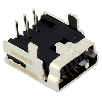 Tensility 54-00019, Connector, USB mini B Jack, PCB mount, 90°