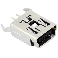 Tensility 54-00025, Connector, USB mini B Jack, PCB mount, 180°