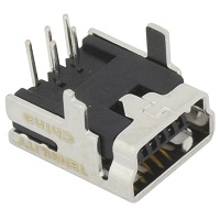 Tensility 54-00027, Connector, USB mini B Jack, PCB mount, 90°