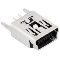 Tensility 54-00023, Connector, USB mini B Jack, PCB mount, 180°